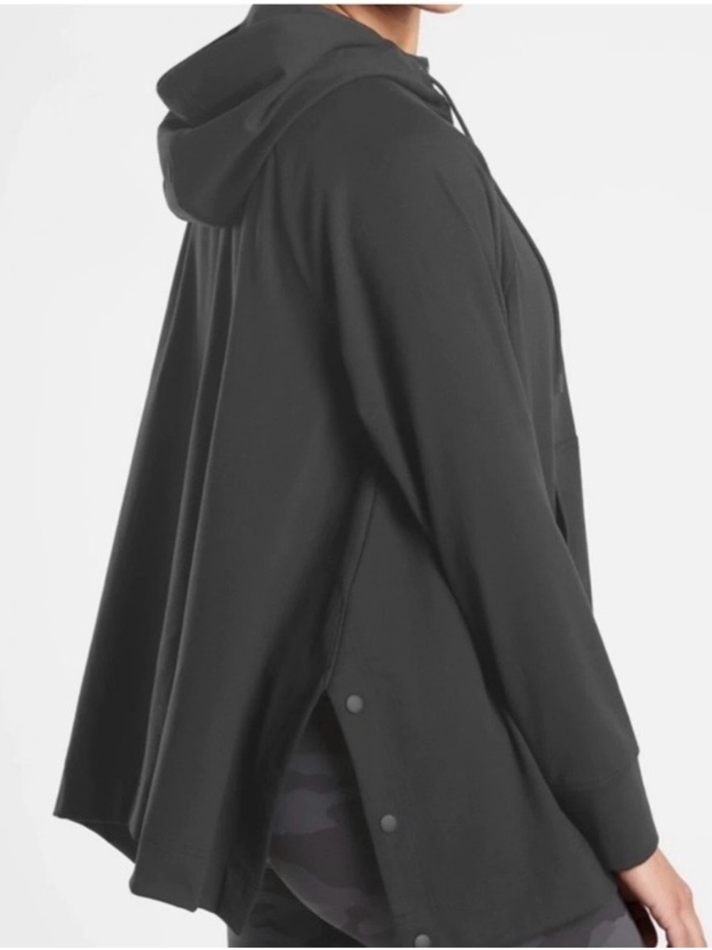 Athleta Glacier Handkerchief Poncho Hoodie Side Snap XL - Picture 2 of 10